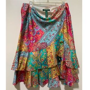 Gorgeous Ralph Lauren Bohemian 100% Silk Skirt